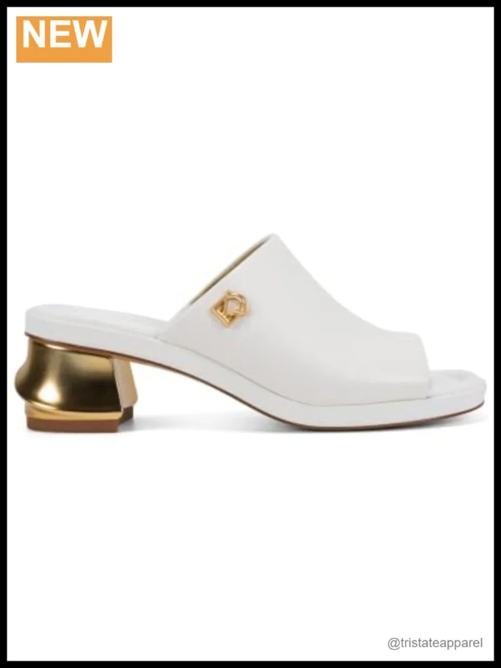 Block Heel Mule Sandal Leather Square Toe Pull-On